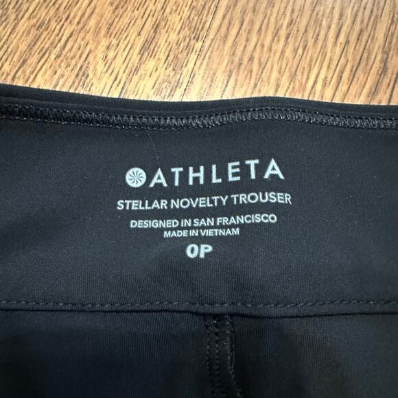 Athleta Black red stellar novelty trouser free cut hem pipping pants size 0P - Picture 6 of 10